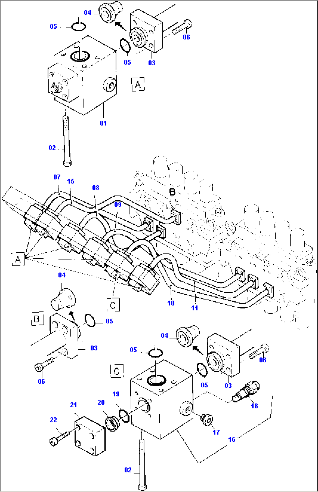 Pipes Assy., Control Blocks - Non-Return Valves