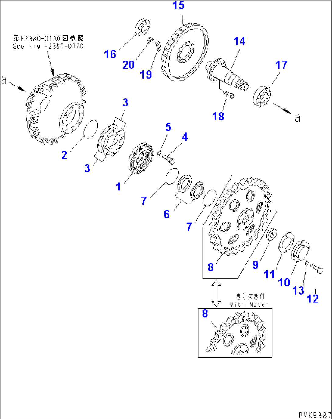 FINAL DRIVE SPROCKET (FOR OUT SIDE FRAME)(#62454-62609)