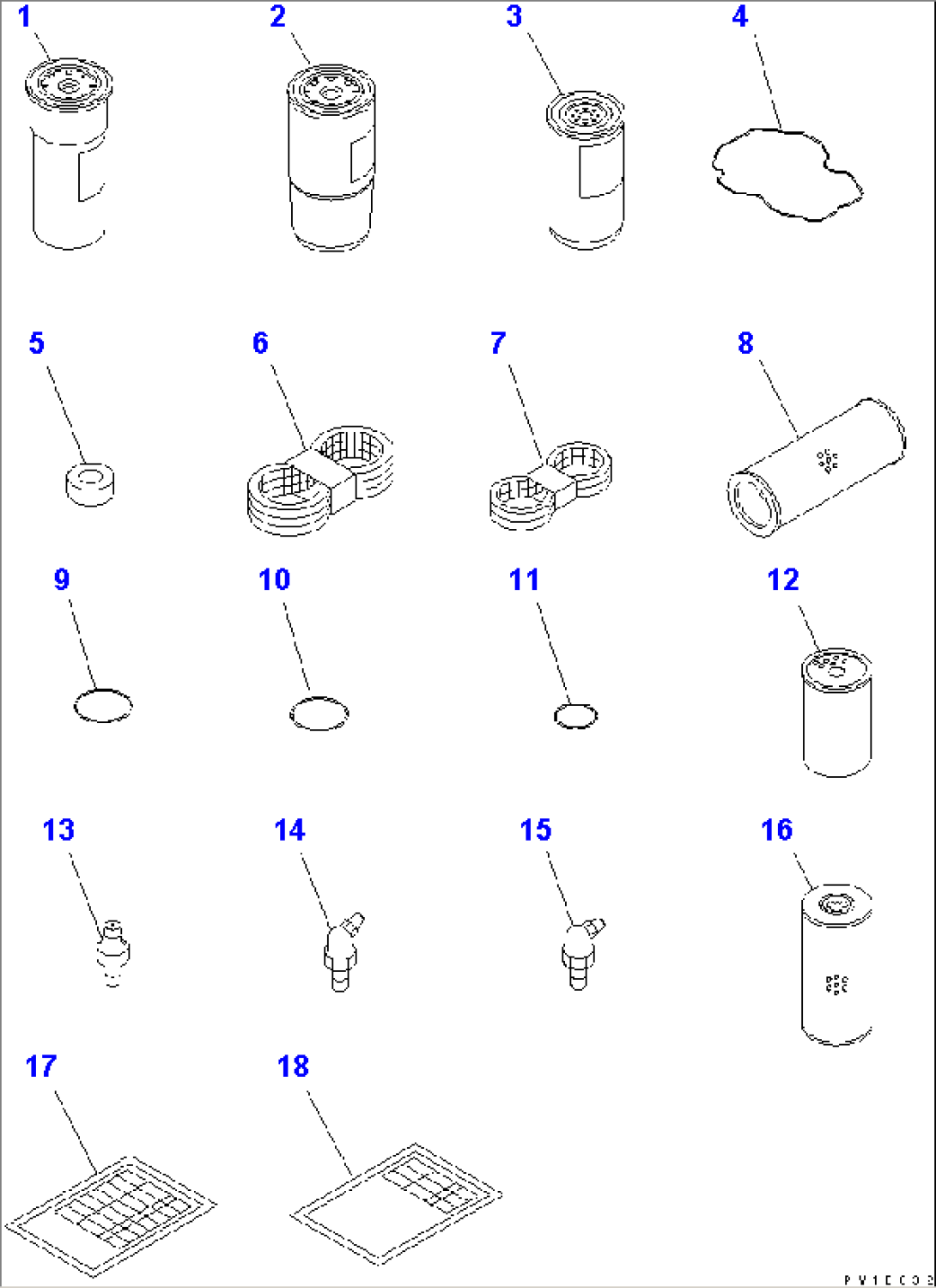SPARE PARTS (90A) (WITH WATER SEPARATOR AND ADDITIONAL FUEL FILTER) (TROPICAL WEATHER SPEC.)(#20135-)