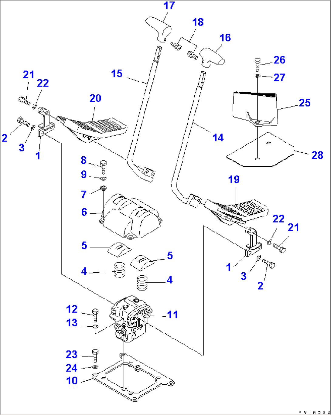 FLOOR FRAME (TRAVEL LEVER) (1 ACTUATOR)(#11001-)