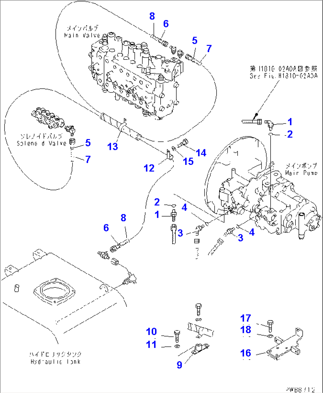 LS LINE (GEAR PUMP LINE) (WITHOUT EPC VALVE)(#32001-)
