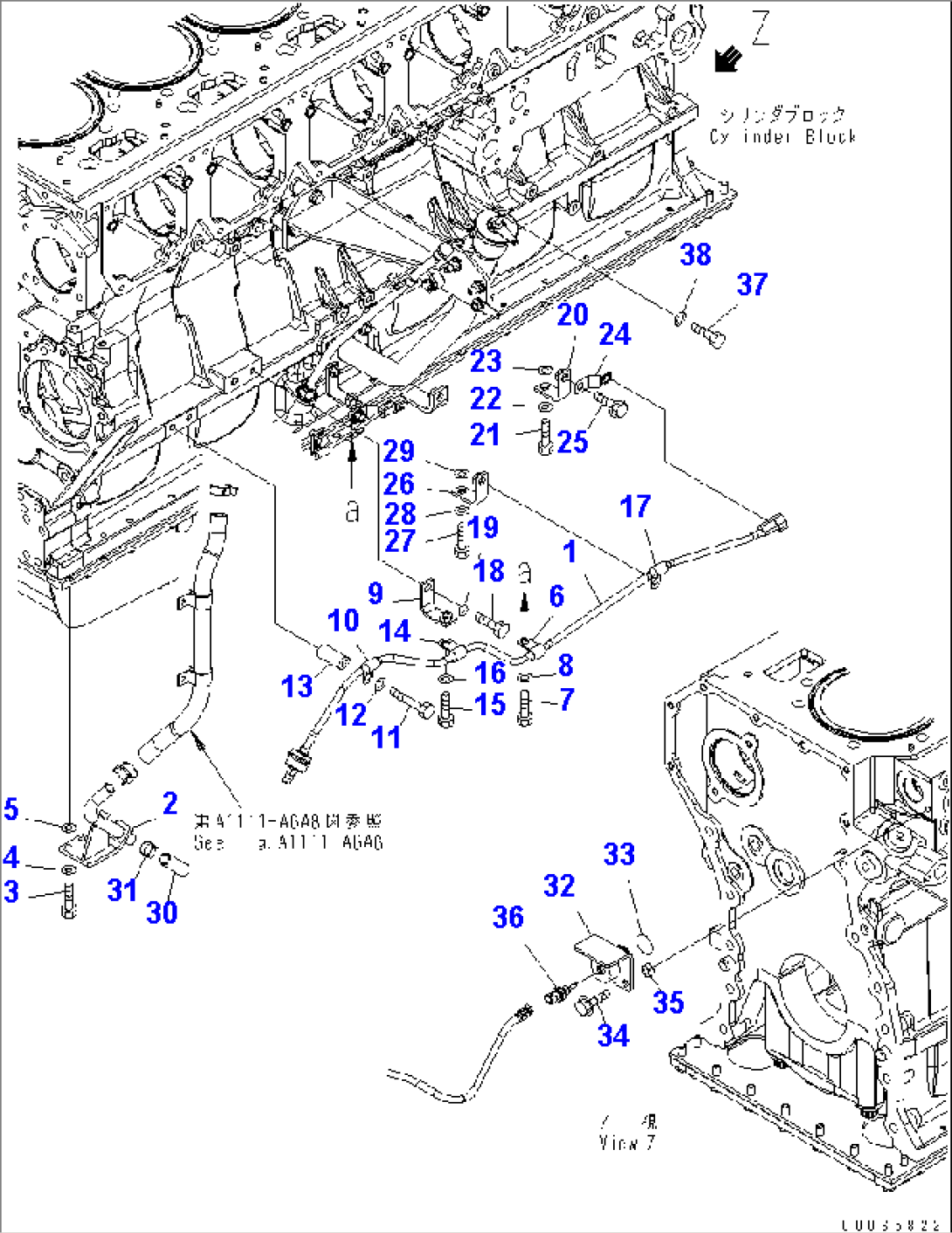 CYLINDER BLOCK ACCESSORY (2/2) (BLOWBY SENSOR AND WATER TEMPERATURE SENSOR) (COOLANT HEATER SPEC.)(#510208-)