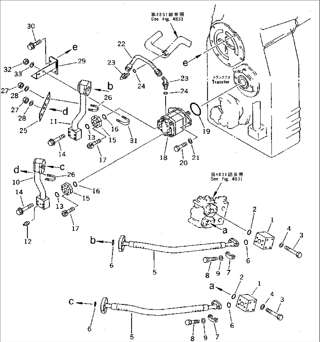 EMERGENCY STEERING PIPING (2/3)(PUMP TO EMERGENCY STEERING VALVE)