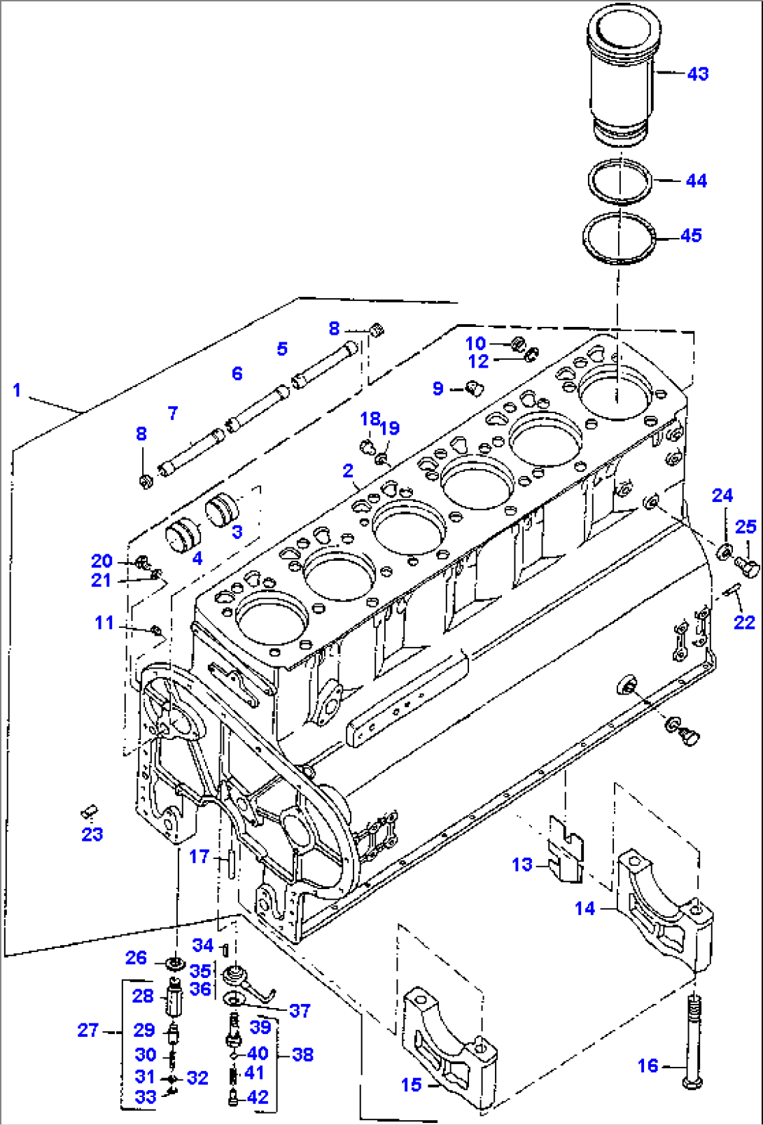 CYLINDER BLOCK AND ATTACHING PARTS