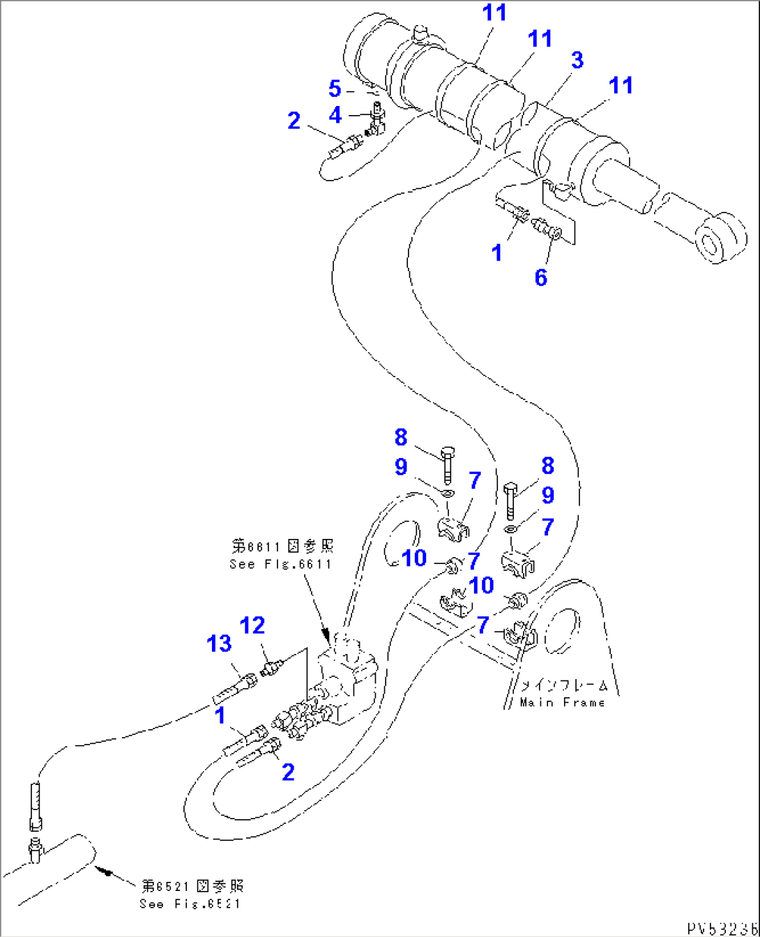 HYDRAULIC PIPING (ROTOR SHIFT LINE) (2/2) (DOUBLE PILOT CHECK VALVE TO ROTOR SHIFT CYLINDER)