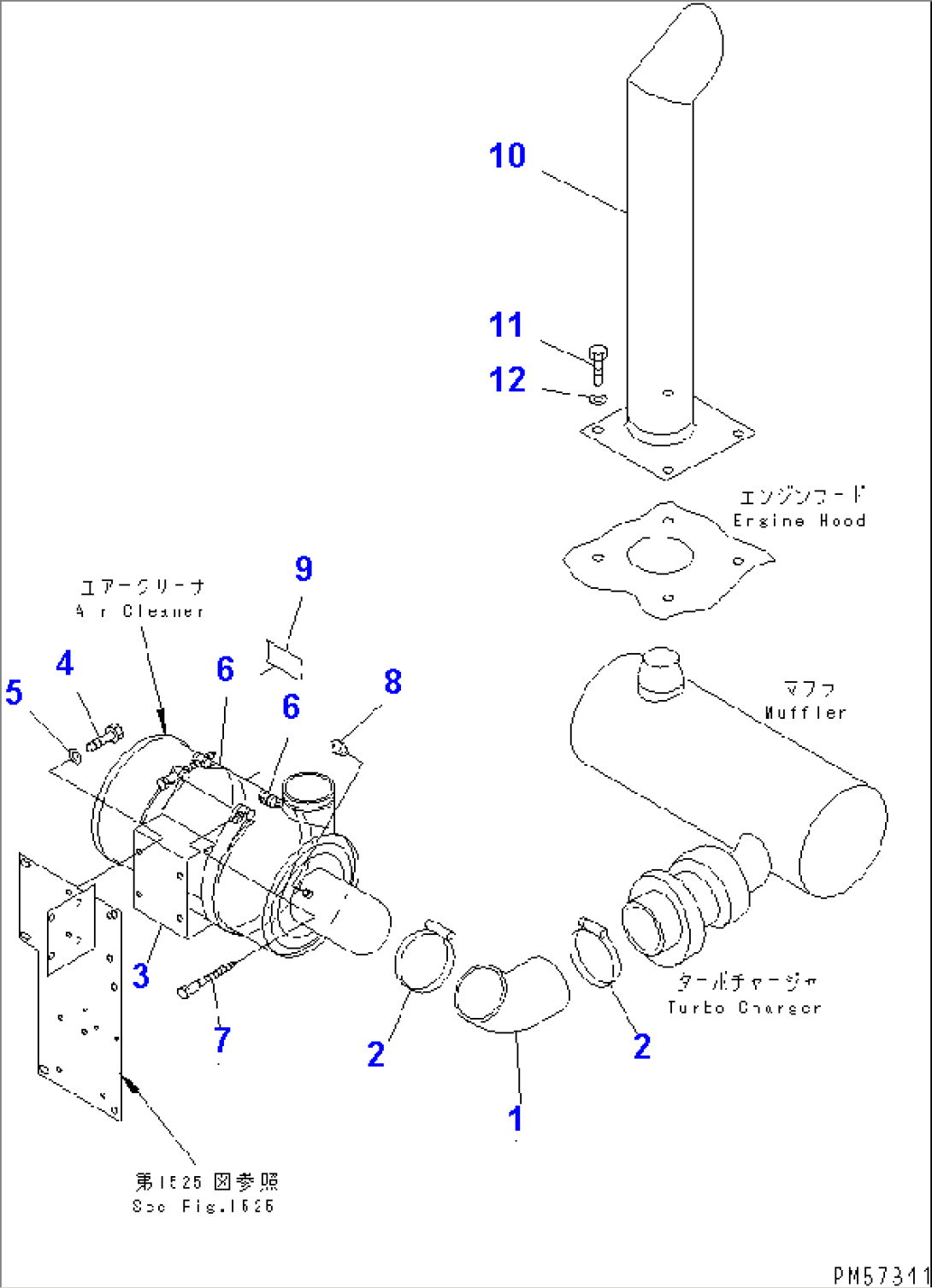 AIR CLEANER CONNECTION AND EXHAUST PIPE
