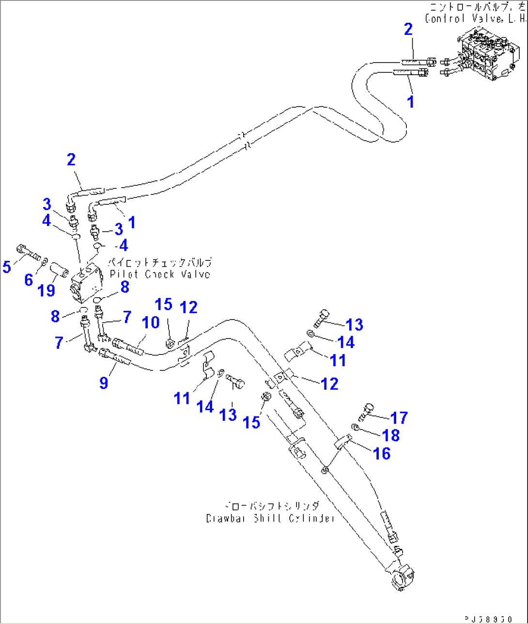HYDRAULIC PIPING (DRAWBAR SHIFT CYLINDER LINE)