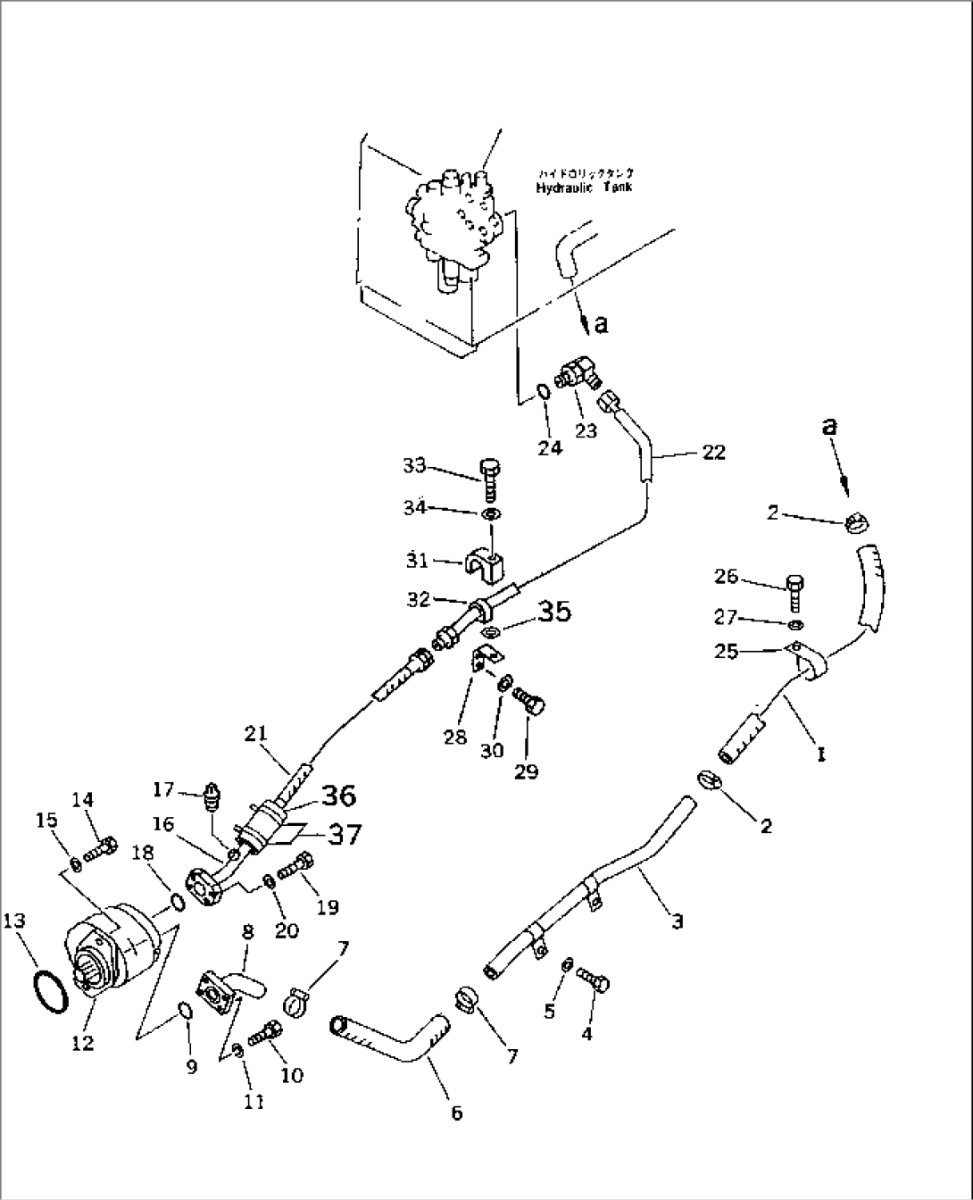 HYDRAULIC PIPING (TANK TO PUMP TO VALVE) (FOR 3-POINT HITCH OR RIPPER) (FOR MULTI PURPOSE BUCKET)(#41001-41183)