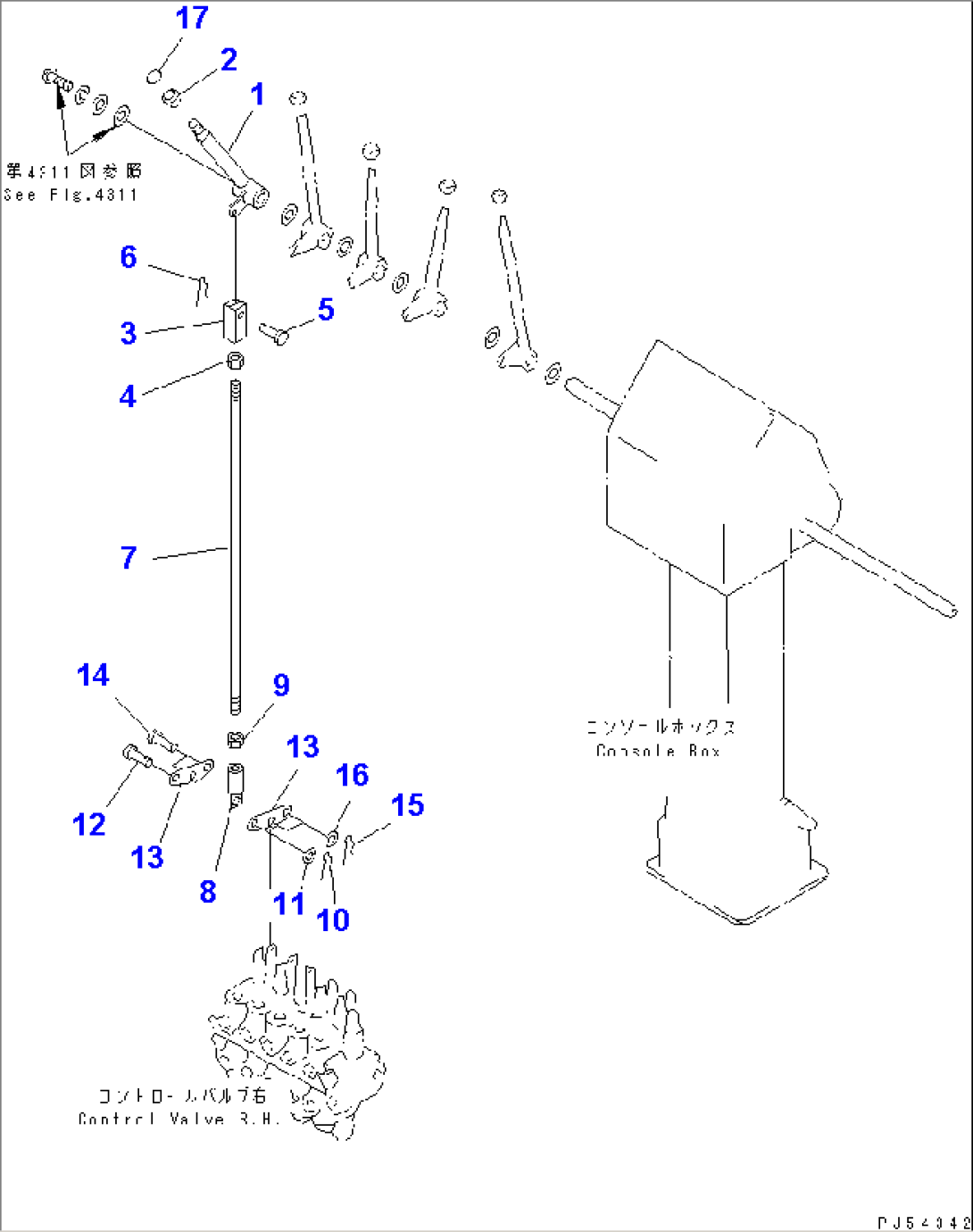 HYDRAULIC CONTROL LEVER¤ R.H. (FOR FRONT BLADE)