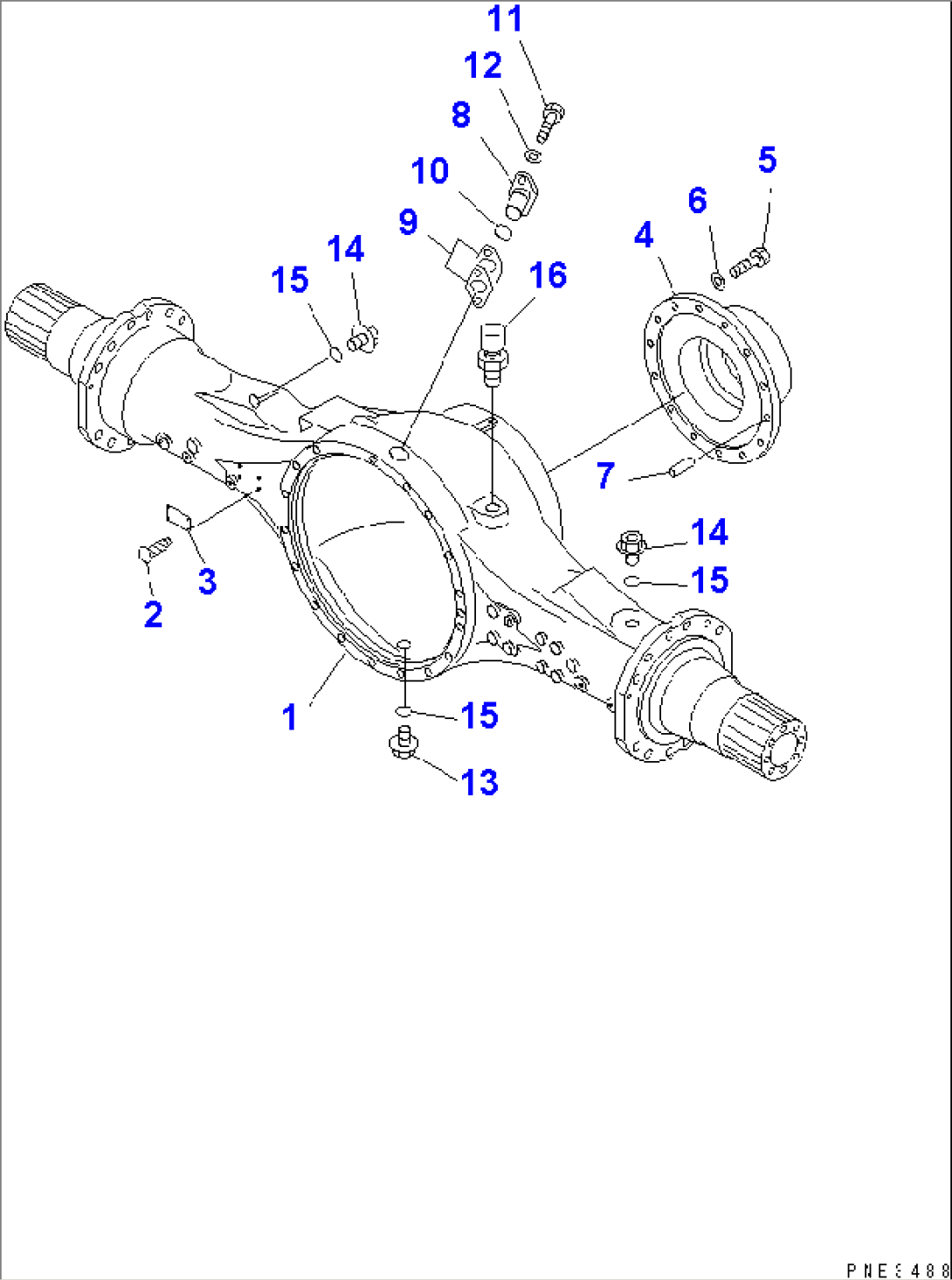 REAR AXLE (HOUSING) (WITH AXLE LIMIT SLIP DIFF.) (EXCEPT JAPAN)(#50001-.)