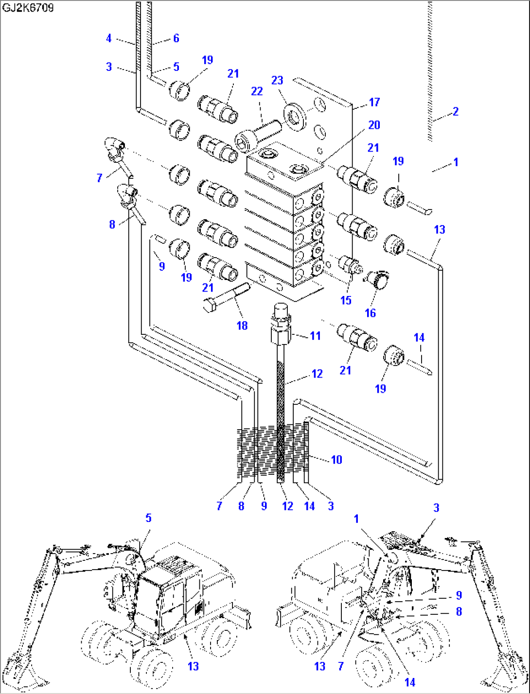 LUBRICATION ONE-PIECE BOOM (WITH CENTRAL LUBRICATION SYSTEM) (FEEDER)