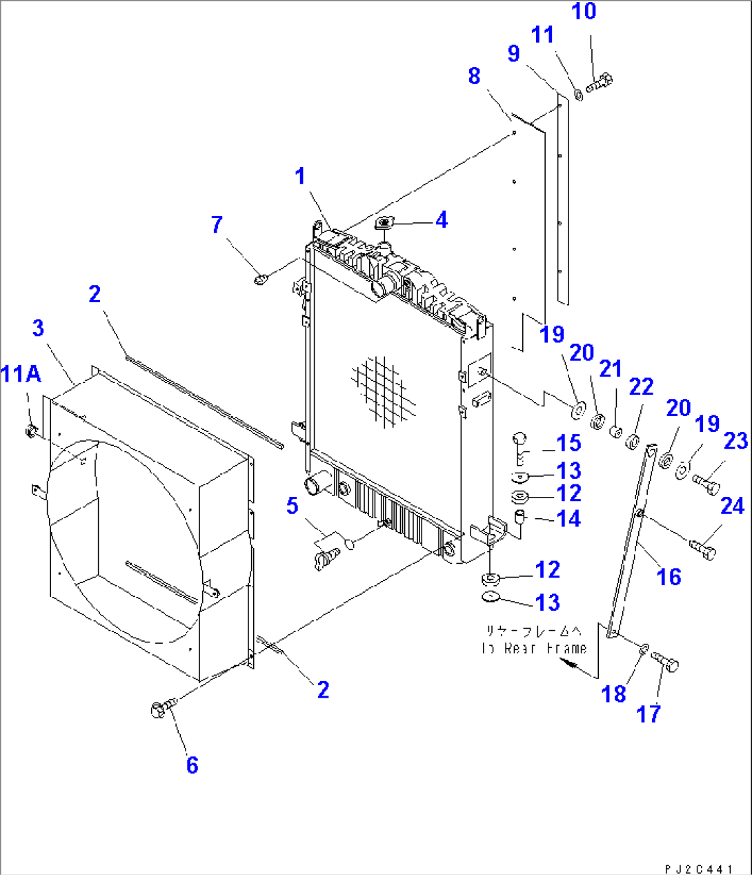 RADIATOR AND MOUNTING PARTS (VARIABLE HORSEPOWER TYPE)(#10001-11000)