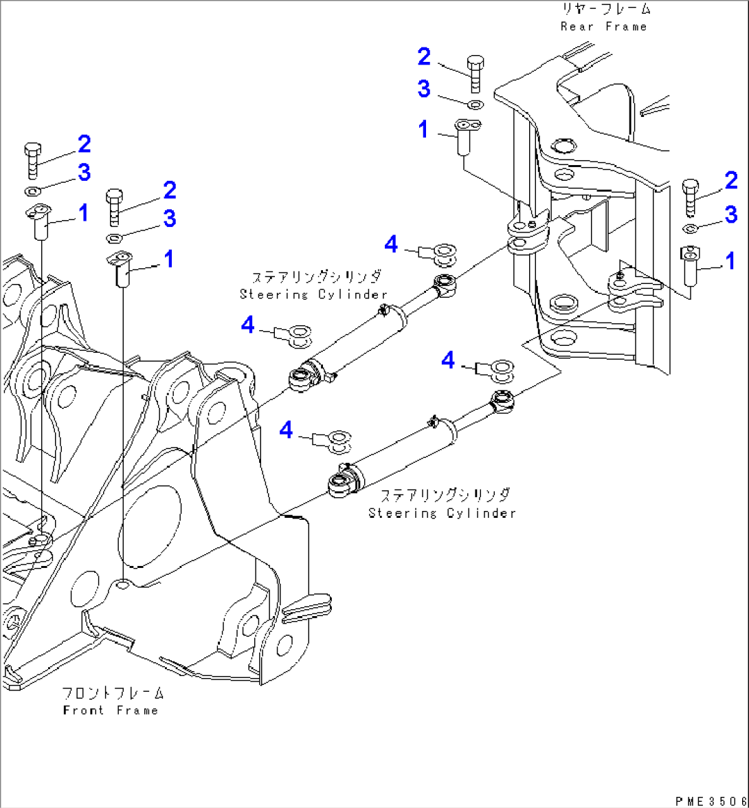 FRONT FRAME (STEERING CYLINDER MOUNTING PIN) (WITH AUTO GREASE)