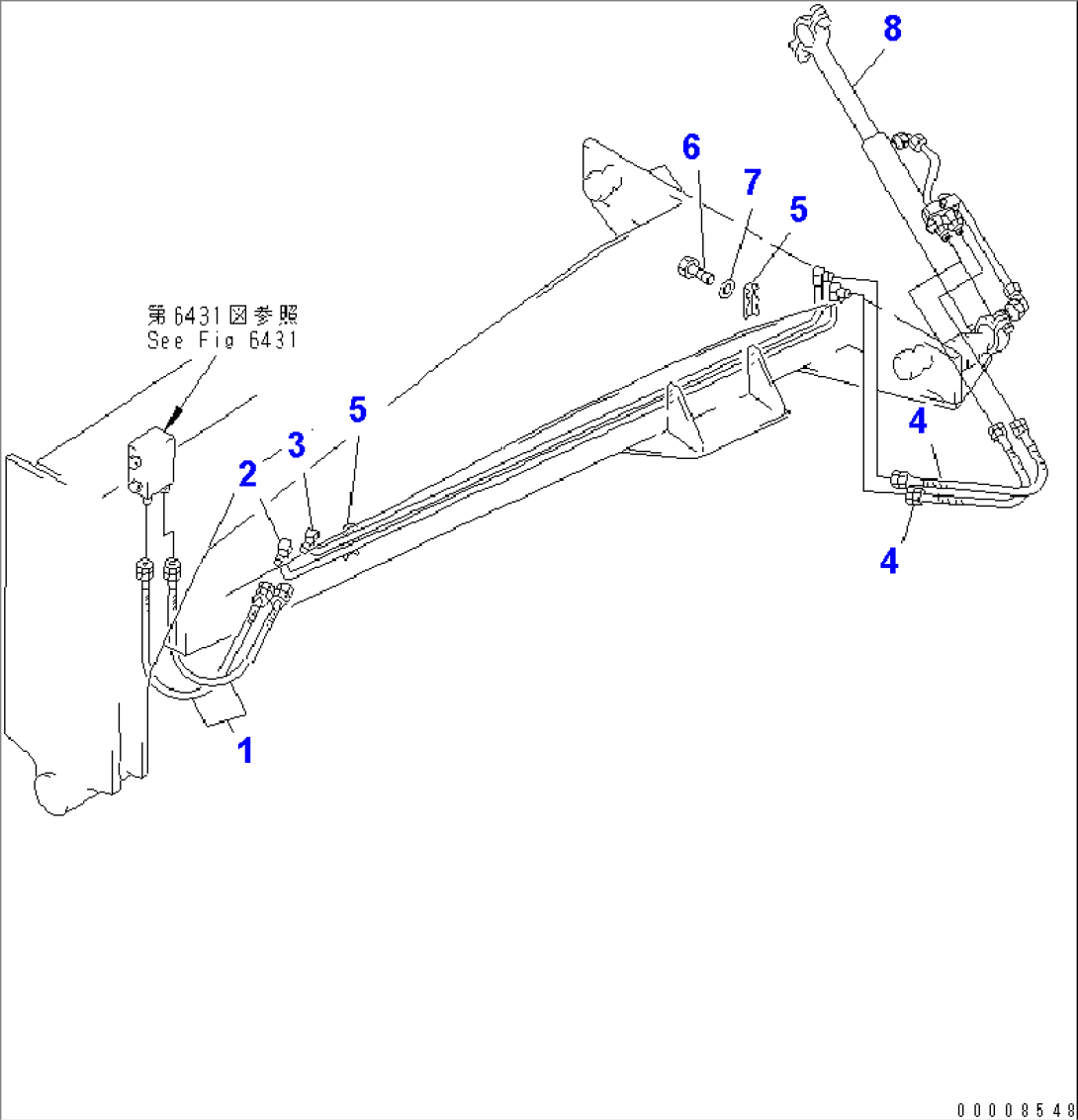 HYDRAULIC PIPING (DRAWBAR SHIFT CYLINDER LINE) (2/2)(#2049-)