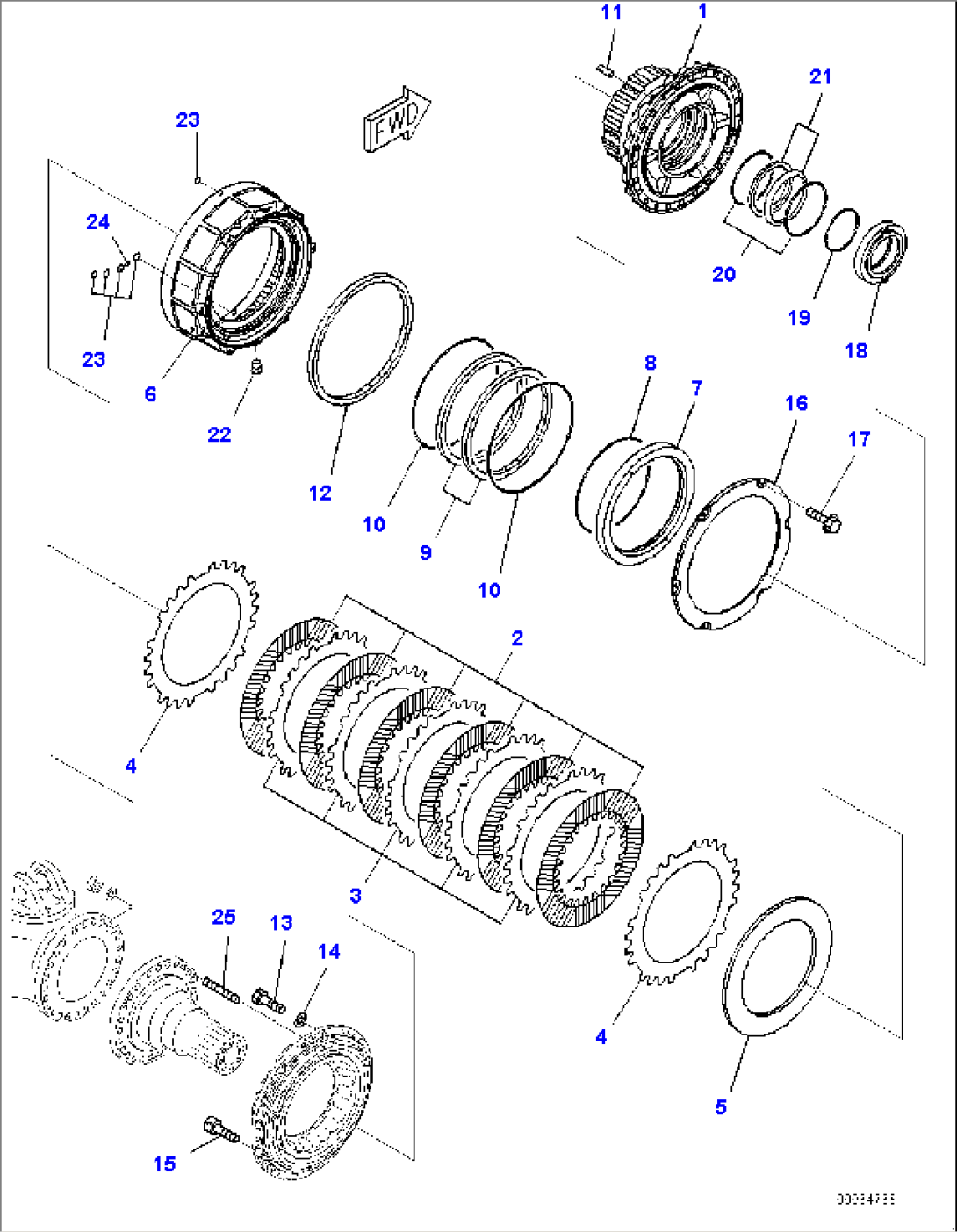Front Final Drive and Brake, Final Drive, Brake, R.H. (#2633-)