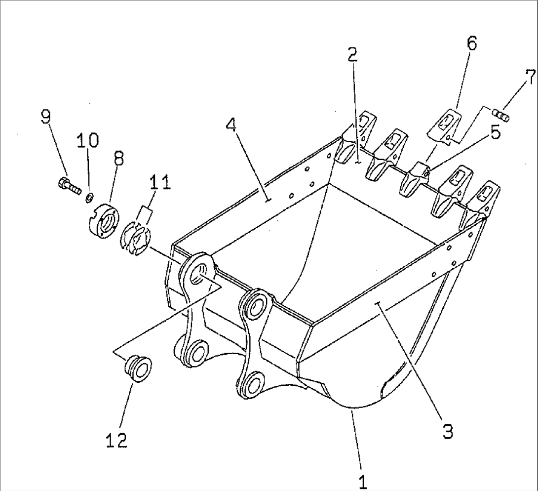 BUCKET¤ 0.9M3 (CECE 0.8M3)¤ 1200MM (HORIZONTAL PIN TYPE) (WITH ADJUSTER)(#96514-)