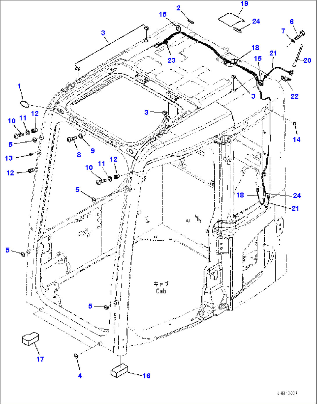 Cab, Plug Bolt and Antenna (#1001-)
