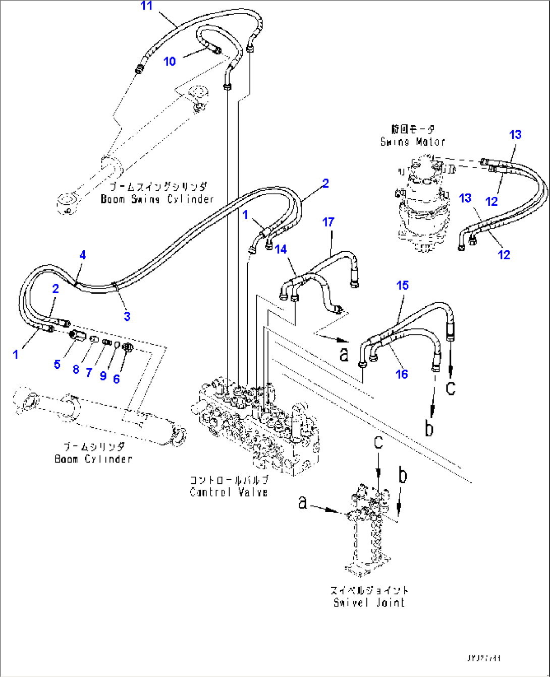 Actuator Piping, Boom, Boom Swing, Swing, Travel Piping (#22655-)