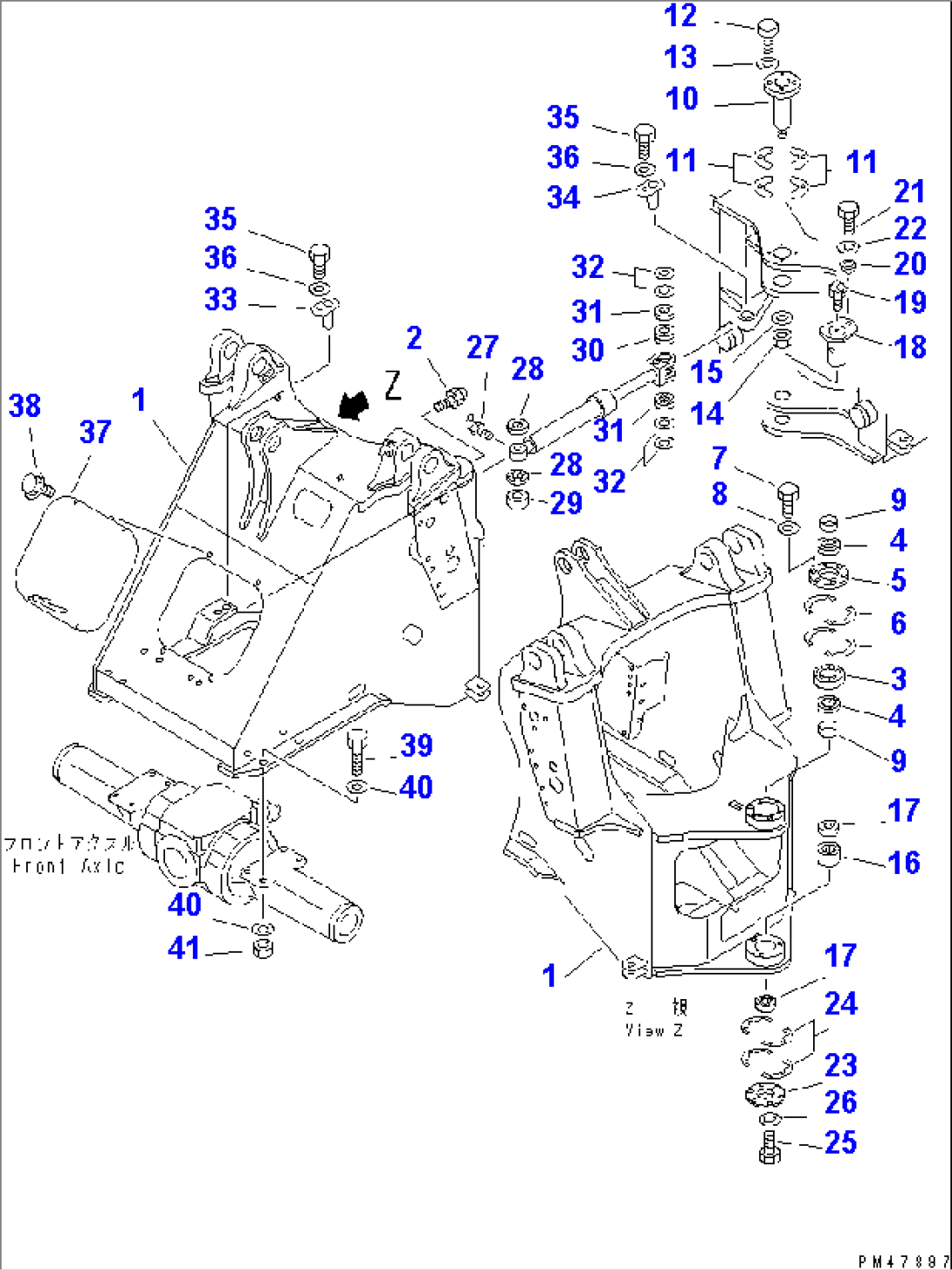 FRONT FRAME (WITH BUCKET AUTO LEVELING SYSTEM)(#60001-)