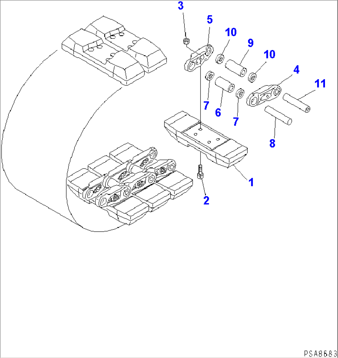 TRACK SHOE (RUBBER GROUSER) (ROAD LINER)(#11001-)