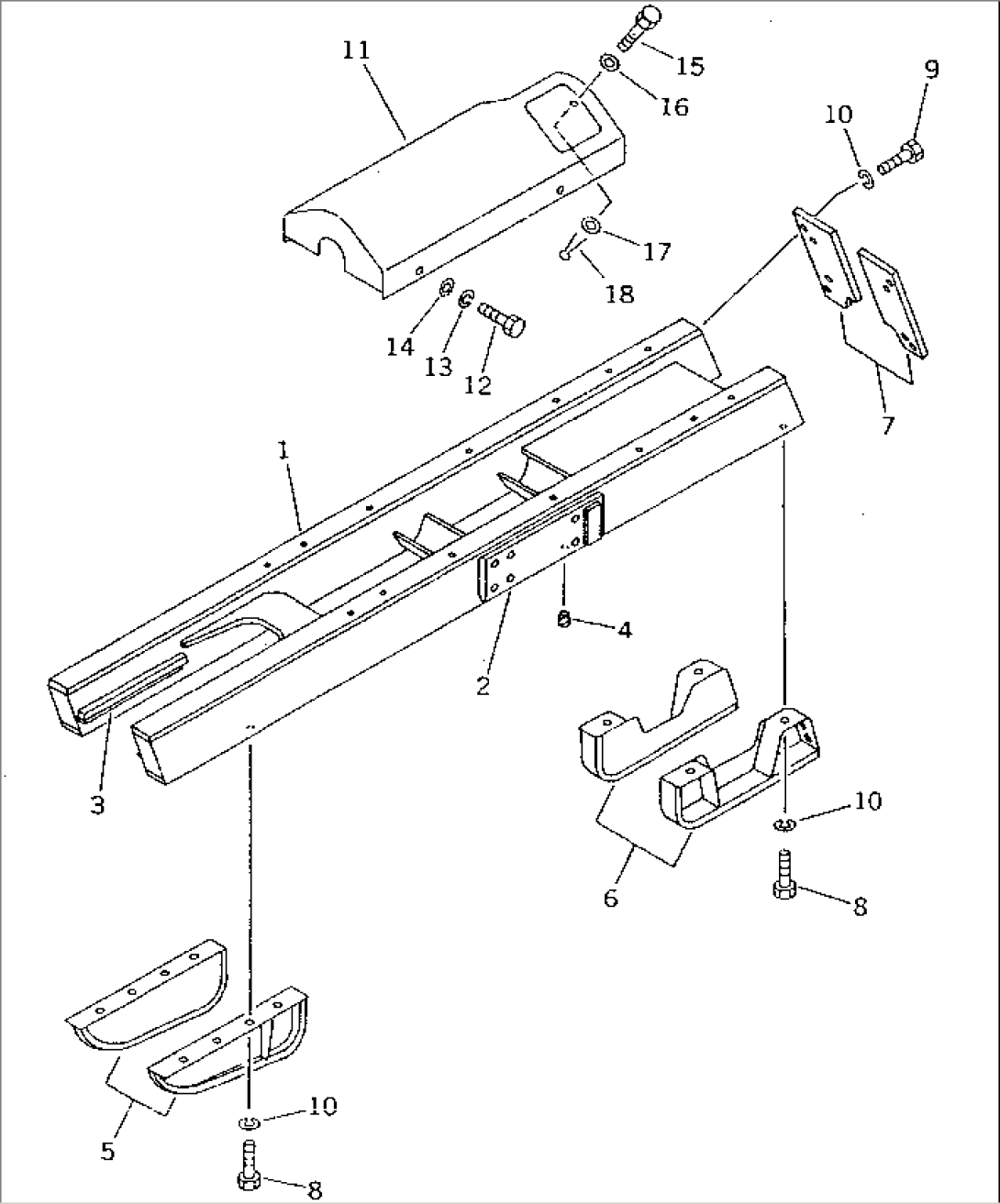 TRACK FRAME (WITH SEPARATE TYPE GUARD) (FOR ANGLE DOZER)