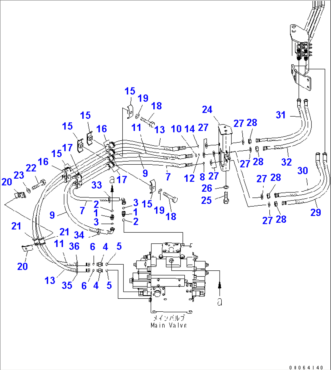HYDRAULIC PIPING (PILOT LINE) (FOR 3-SPOOL VALVE)(#55001-)