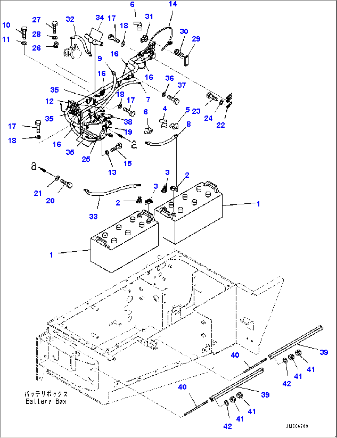 Battery Box, Battery and Wiring Harness (#5127-)