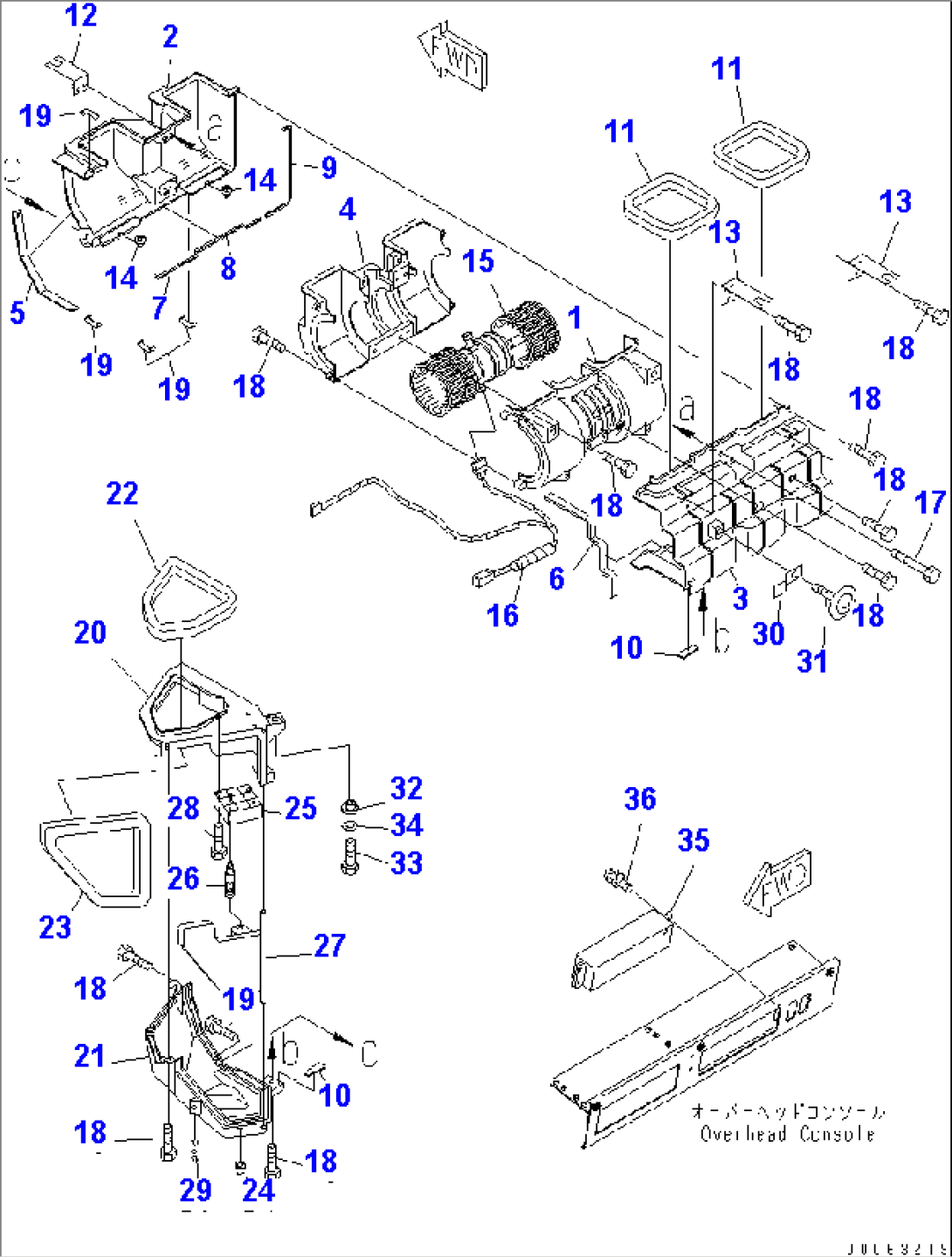 AIR CONDITIONER AND HEATER (BLOWER INTAKE AND CONTROL PANEL)(#70001-)
