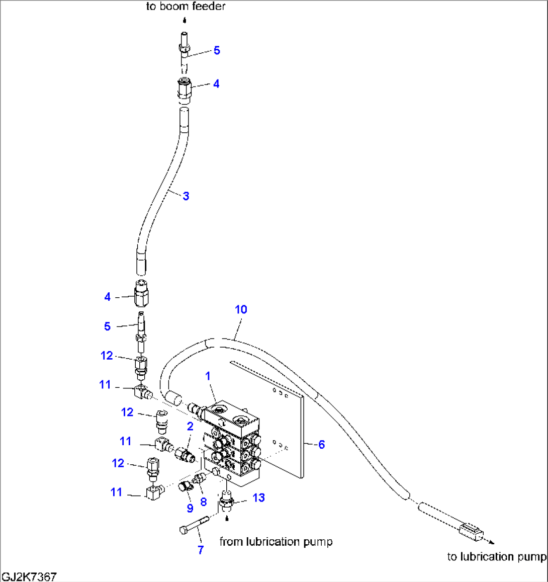 MAIN FEEDER (TWO-PIECE BOOM) - CENTRAL LUBRICATION (AUTO)