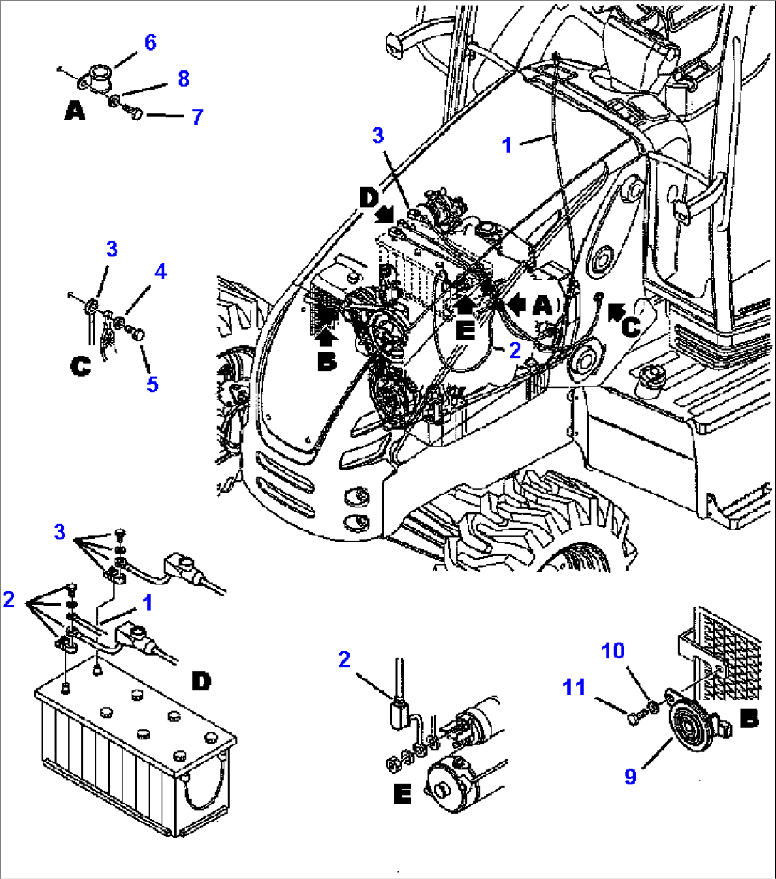 E1430-01A0 ELECTRICAL WIRING BATTERY CABLES AND HORN