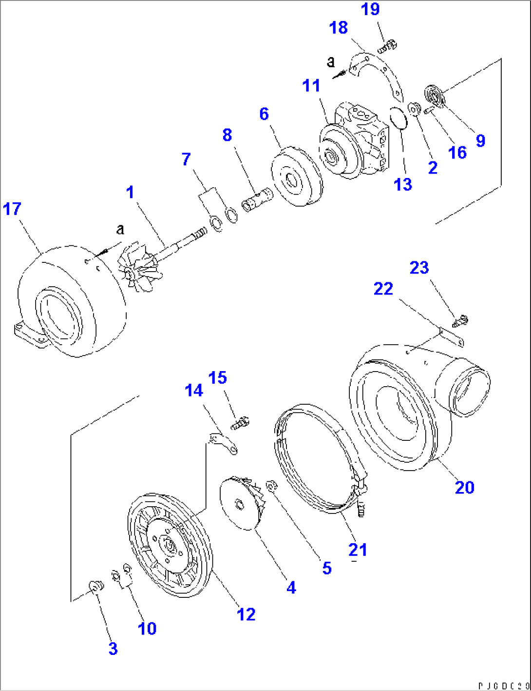 TURBOCHARGER (KTR110L-897A) (WATER COOLING SPEC.) (INNER PARTS)(#310216-)