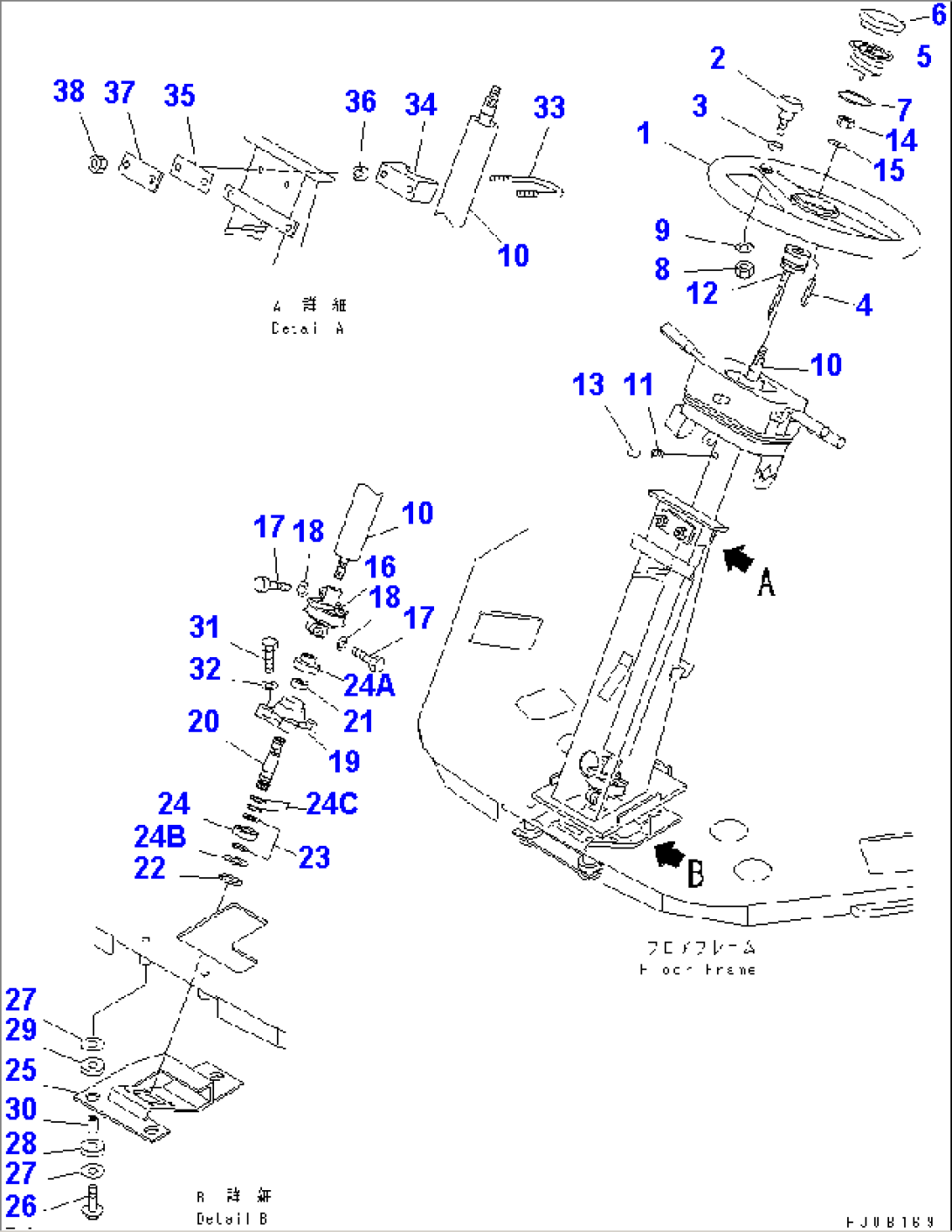 STEERING WHEEL AND COLUMN AND ORBITROL(STEERING WHEEL AND COLUMN)(FOR 4-SPEED) (EU SPEC.)