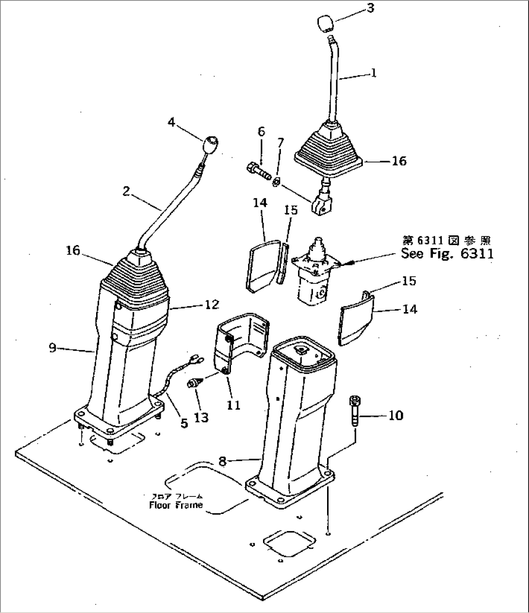 CONTROL STAND AND LEVER (FOR LONG LEVER CONTROL)