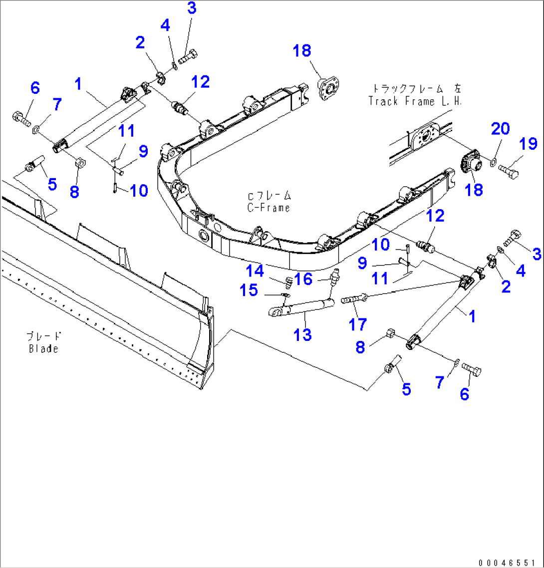ANGLE DOZER FRAME (ARM¤ BRACE AND TRUNNION)(#11001-)