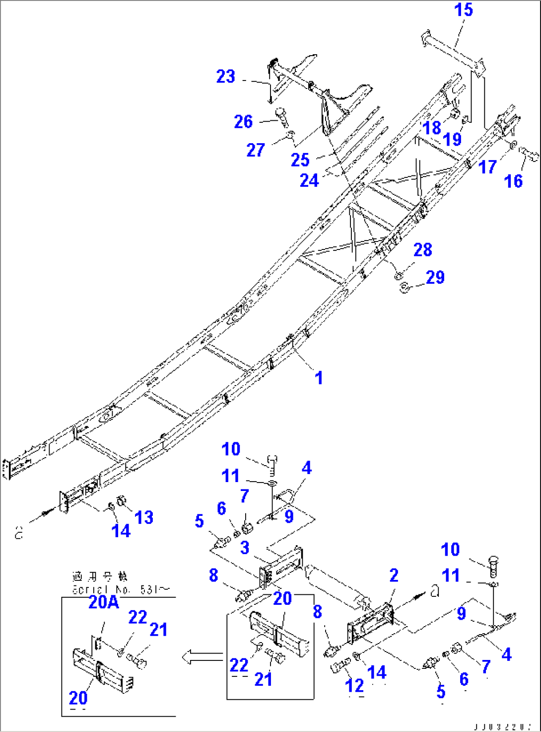 1ST CONVEYOR (INNER PARTS) (FRAME)(#1501-)