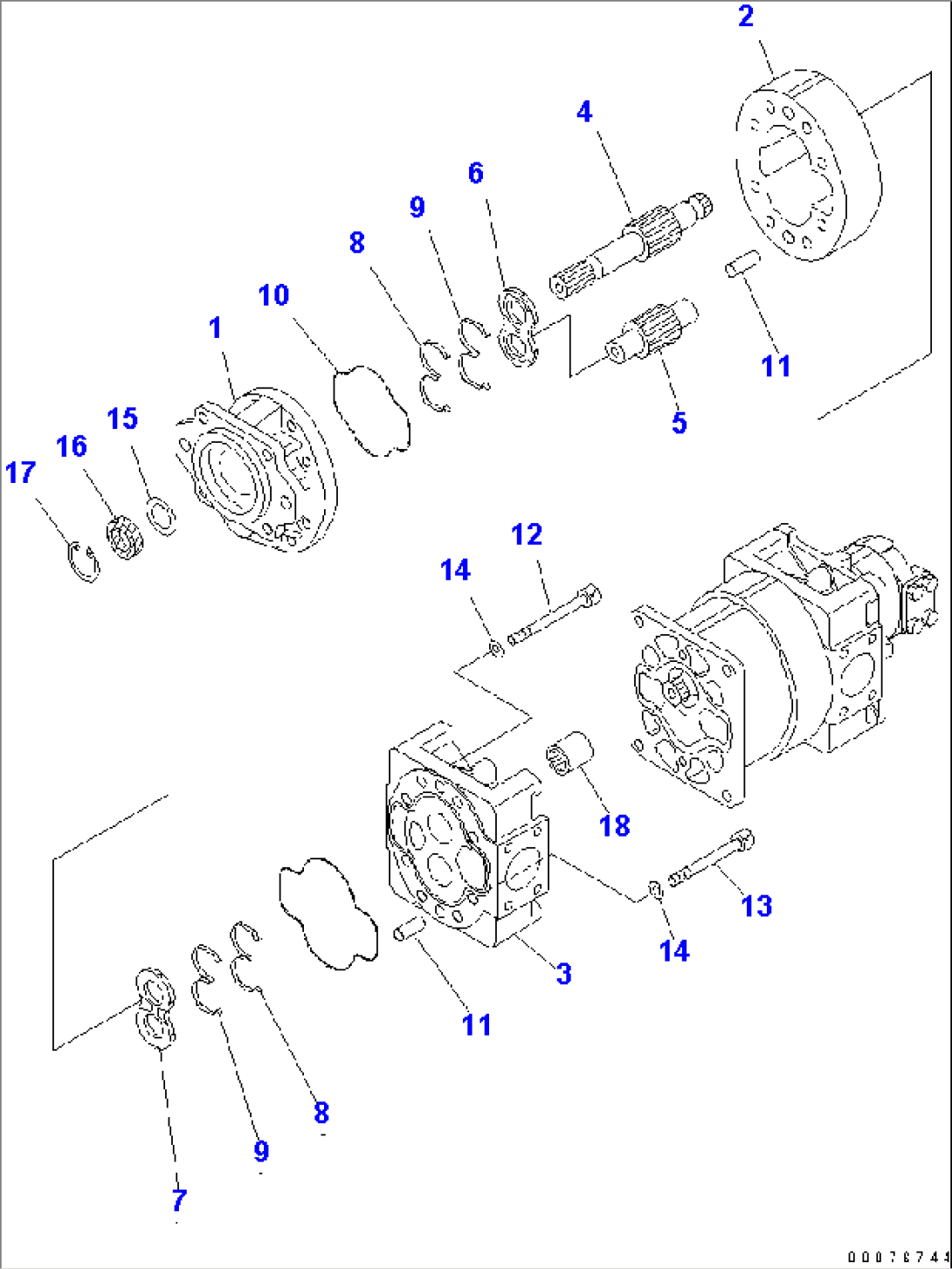 WORK EQUIPMENT PUMP (TORQUE CONVERTER CHARGE SECTION) (INNER PARTS) (1/3)