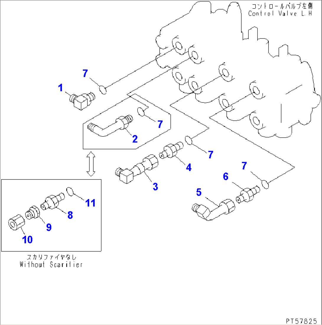 HYDRAULIC PIPING (CONTROL VALVE CONNECTING PARTS¤ L.H.)