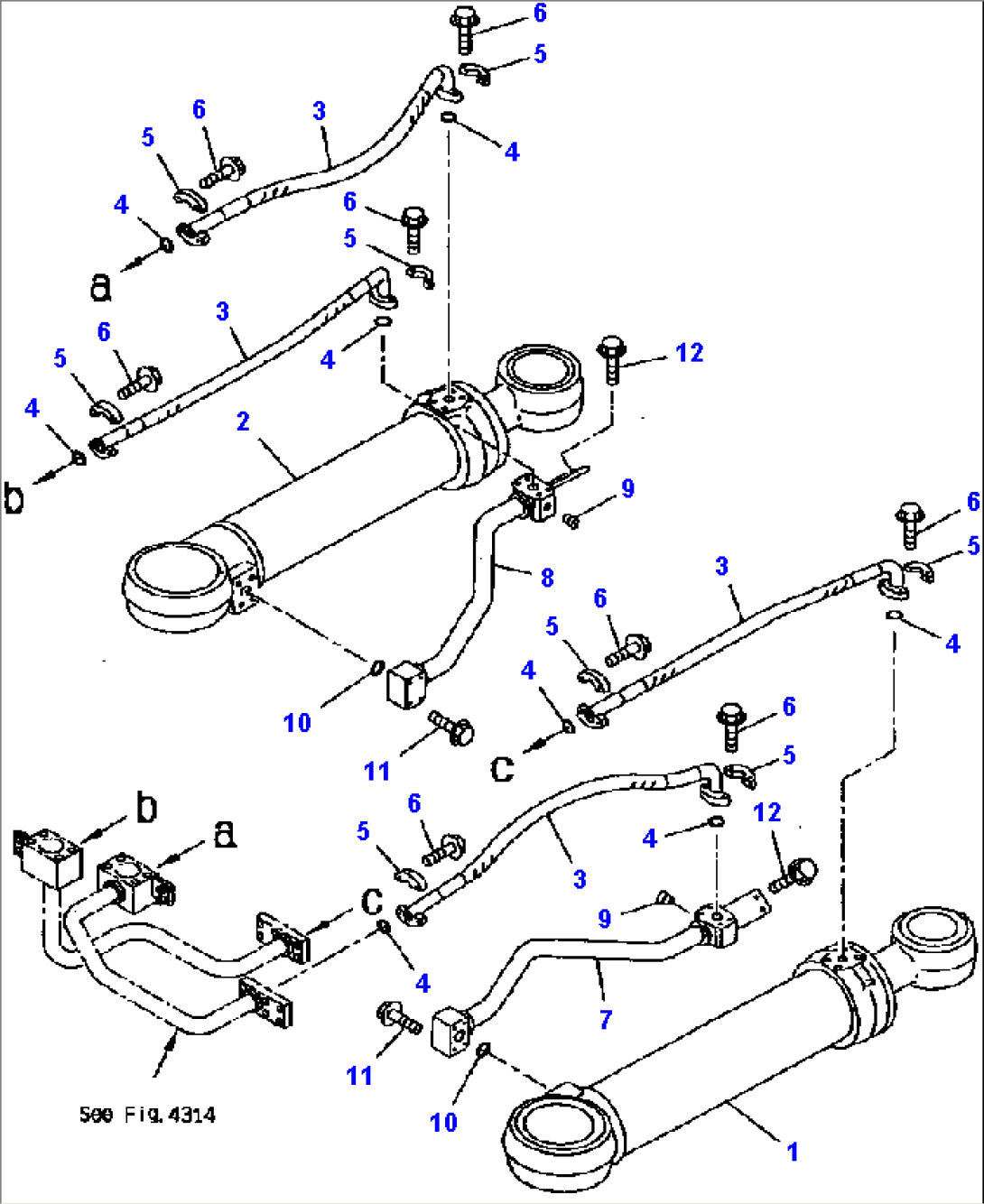 FIG NO. 4315 STEERING OIL PIPING (FOR JOYSTICK STEERING) (5/5) (STEERING CYLINDER LINE (2/2)