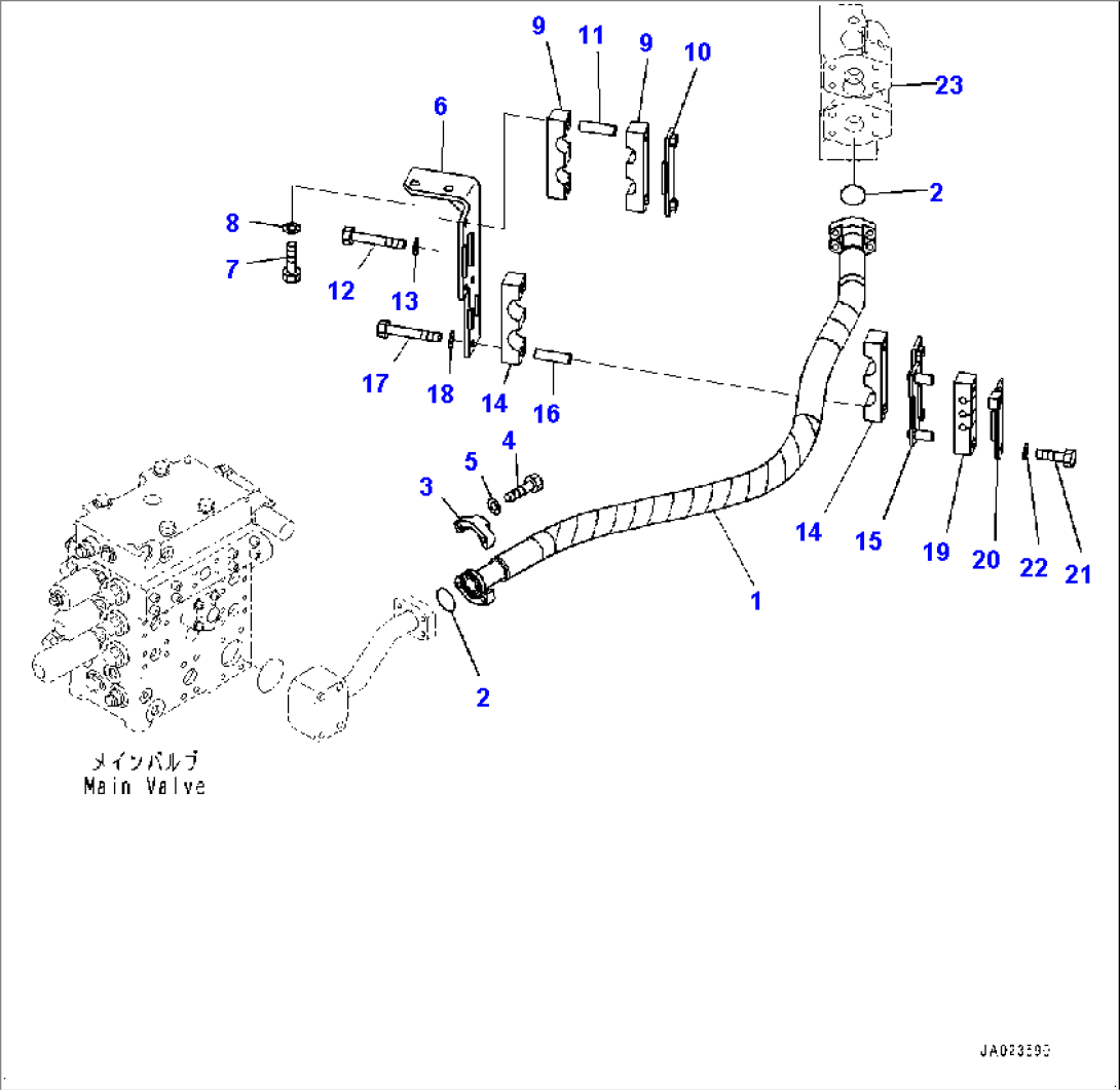 Hydraulic Piping, Control Valve to Hydraulic Tank (#90216-)