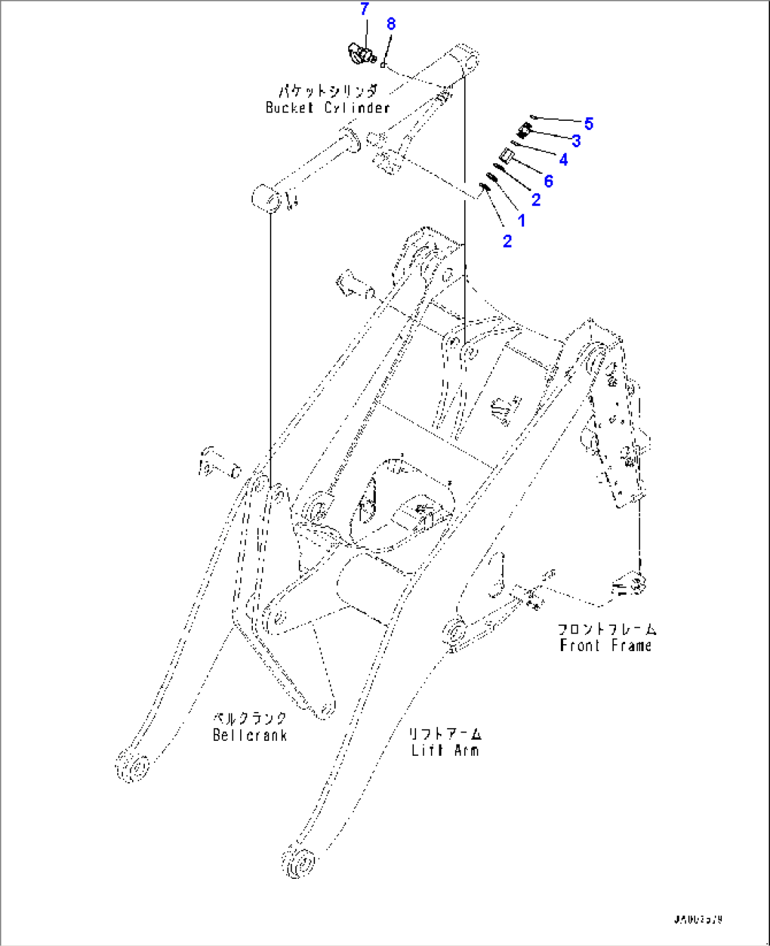 Bucket Cylinder, Mounting (#80001-)
