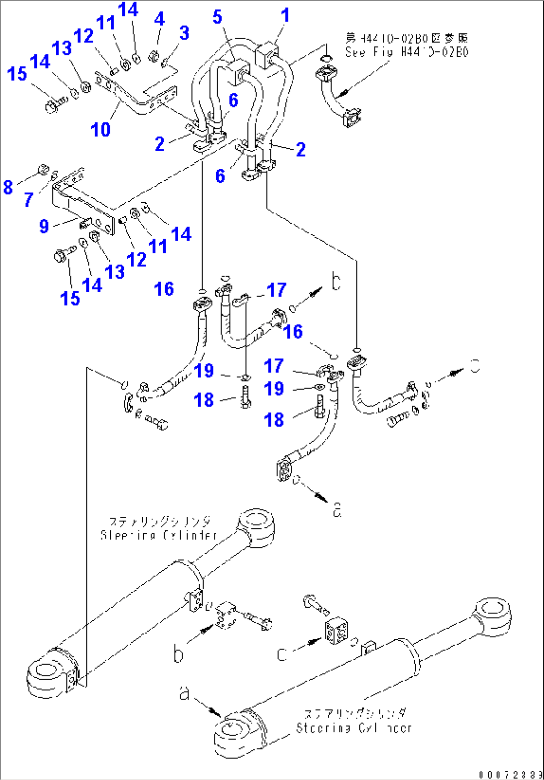 STEERING LINE (STEERING CYLINDER PIPING) (-40ßC SPEC.)(#52406-)