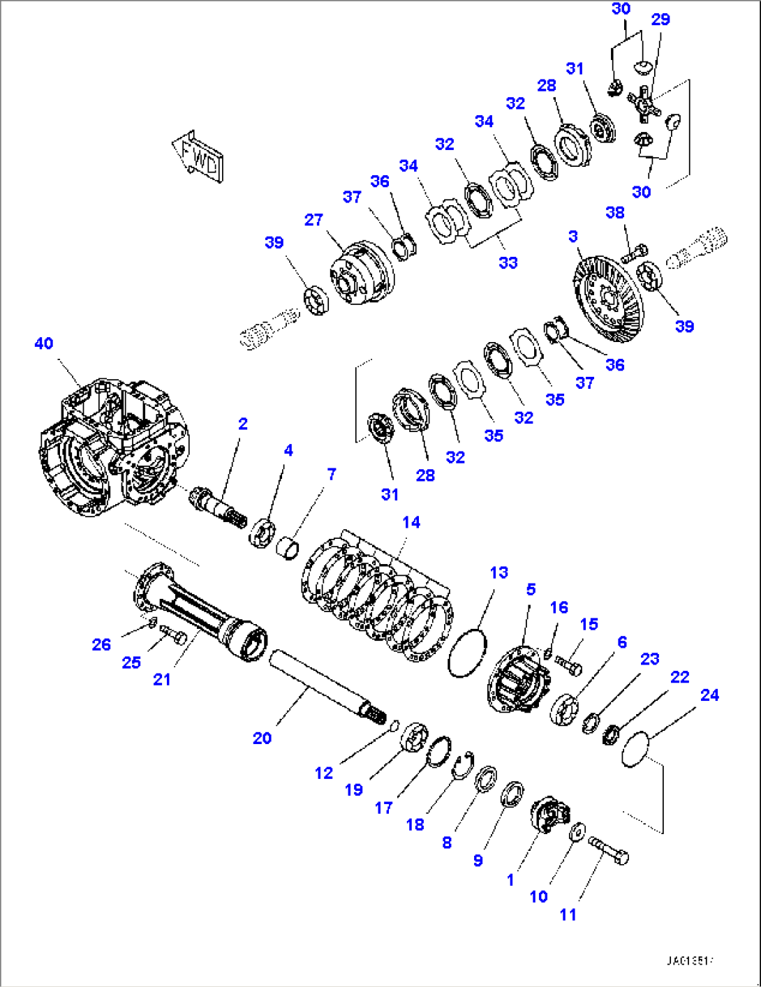 Front Axle, Differential, Pinion and Cage (#84253-)