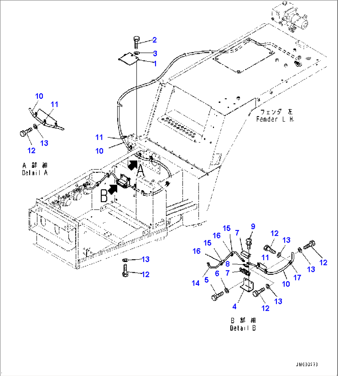 Battery and Battery Case Group, Cab Tilt Related Parts (#2863-)