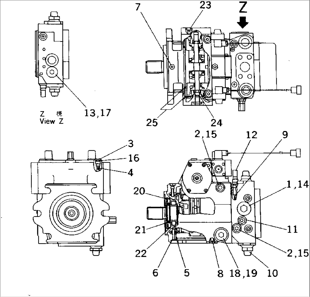 HYDRAULIC PUMP (1/4) (PISTON PUMP) (1/2) (4WD SPEC.)
