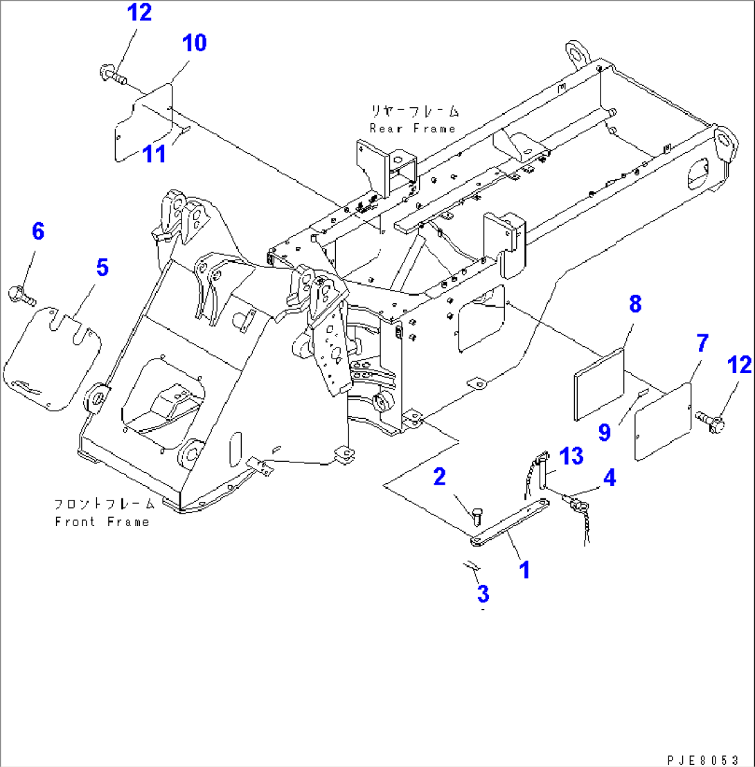 BAR LOCK AND COVER (FOR FRONT FRAME AND REAR FRAME SIDE) (WITH 3-SPOOL CONTROL VALVE) (EU SPEC.)