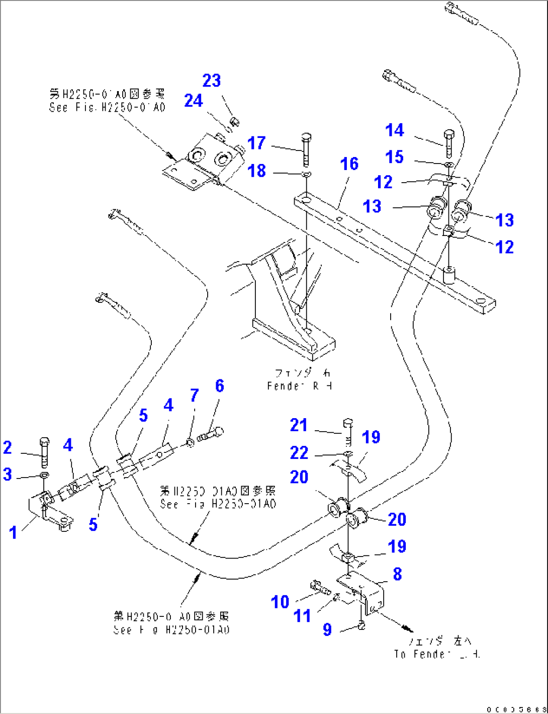 REAR HYDRAULIC LINE (RIPPER BRACKET)