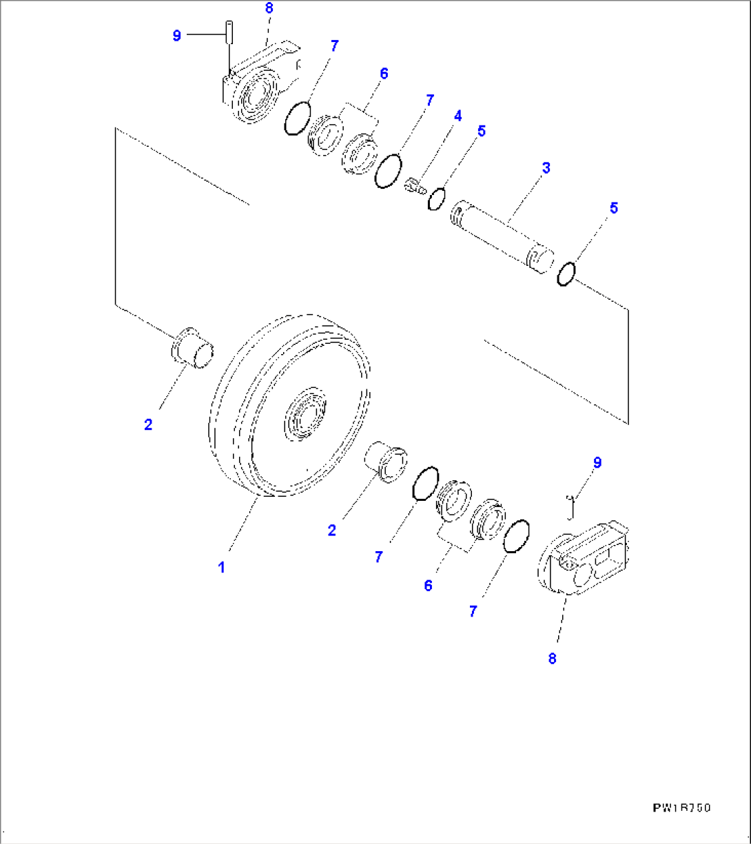 Front Idler and Idler Cushion, Without Rustproof Spring, Front Idler