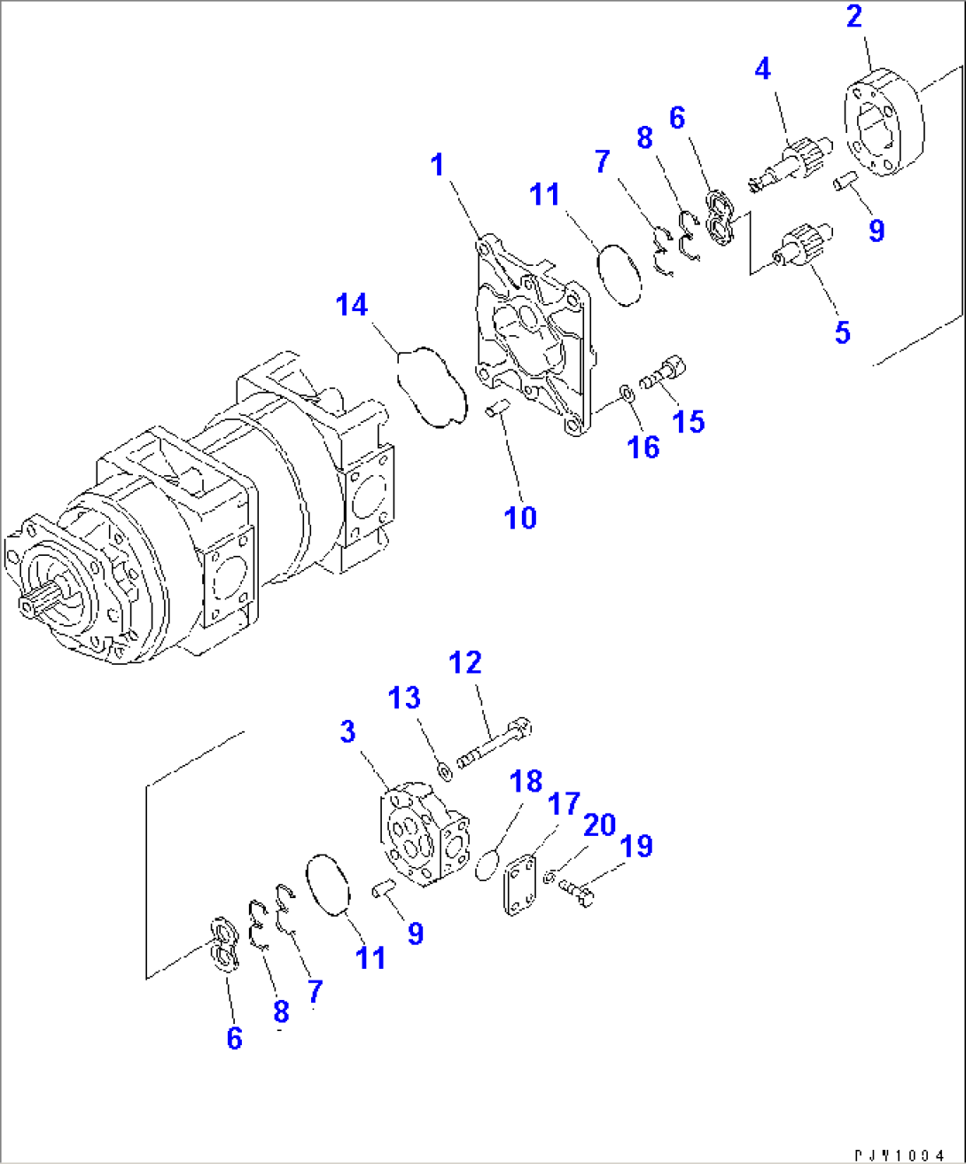 WORK EQUIPMENT PUMP (TORQUE CONVERTER CHARGE SECTION) (INNER PARTS) (3/3)
