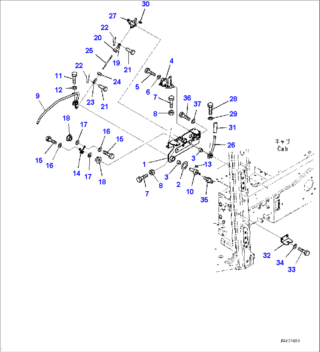 ROPS Cab, Parking Brake Lever (#80001-)