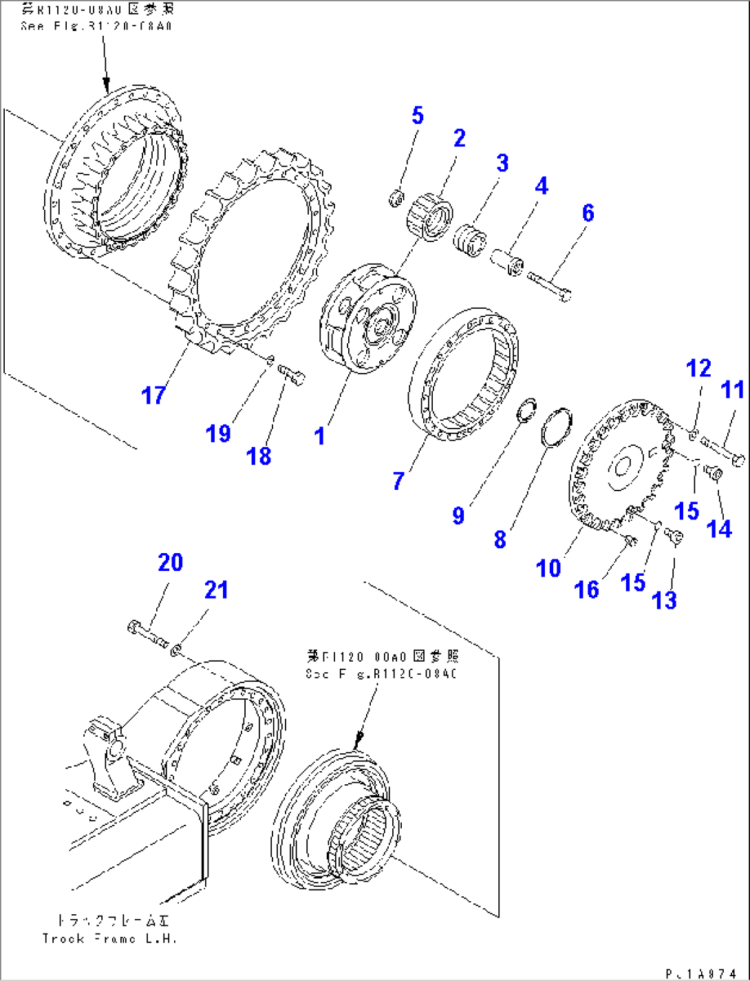 TRACK FRAME (FINAL DRIVE) (3RD CARRIER AND SPROCKET) (L.H.)(#30207-)